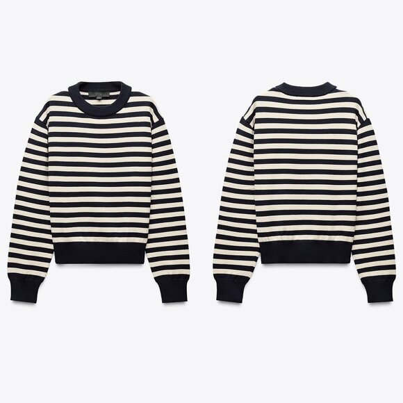 NEW ZARA striped knit sweater 5536 size L - Picture 2 of 3